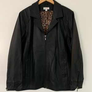 Vintage black leather zipper jacket.